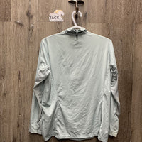LS Sun Shirt, 1/3 Zip Up, Mesh Sleeves *gc, pulled & loose pit seams, mnr stains, discolored mesh
