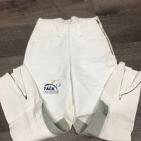 High Waist Hvy Side Zip Breeches, leather knees *vgc, older, mnr stains
