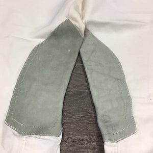 High Waist Hvy Side Zip Breeches, leather knees *vgc, older, mnr stains