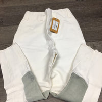 High Waist Hvy Side Zip Breeches, leather knees *vgc, older, mnr stains
