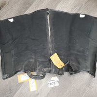 Leather Half Chaps *gc/fair, unstitched, dirty, stains, creases, rubs, curled edges, loose snap
