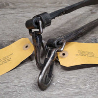 Pr v.Thick Full Leather Side Reins *fair, chewed, older, film, peeled, xholes
