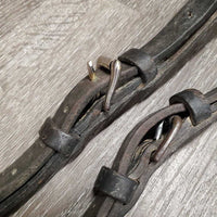 Pr v.Thick Full Leather Side Reins *fair, chewed, older, film, peeled, xholes
