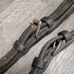 Pr v.Thick Full Leather Side Reins *fair, chewed, older, film, peeled, xholes