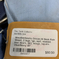 Hi Neck Rain Sheet, 2 legs *gc, wpf, stained, mnr tears, dirt, snags, repairs
