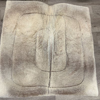 Contoured Microsuede Top Wool Bottom Western Pad *fair, v. dirty, hairy, stained, clumpy fleece, scufffed lthrs, compressed at cinch
