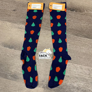 Pr Nylon Tall Socks "Pears & Apples" *like new