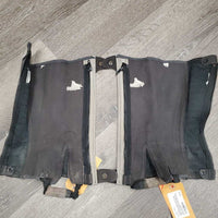 JUNIORS Pr Fabric Half Chaps *fair, rubs/faded, shavings, mnr stains, stretched, torn, holey, dirty, poop
