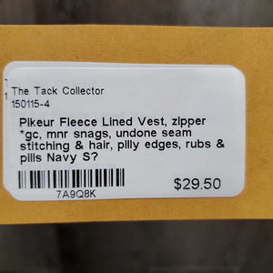 Fleece Lined Vest, zipper *gc, mnr snags, undone seam stitching & hair, pilly edges, rubs & pills