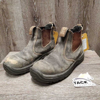 Pr Pull On Steel Toe Paddock Boots *fair, heel rubs, cracked, dirt, scuffs, peeled, frayed elastic, holey insole
