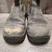 Pr Pull On Steel Toe Paddock Boots *fair, heel rubs, cracked, dirt, scuffs, peeled, frayed elastic, holey insole
