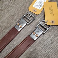 Pr Thick Lined Stirrup Leathers *gc, mnr dirt, rubs, extra holes, scraped/peeled edges
