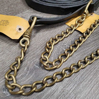 Thick 82" Leather Lead, 22" Nose Chain "Equi-Products" *gc, clean, creases, mnr film, oxidized, dents
