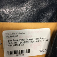 Vinyl Show Rain Sheet, ties, stirrup slots *vgc, older, v. wpf
