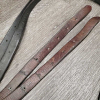 v.Narrow Thin Stirrup Leathers *fair/gc, dirt, undone stitching, stiff, dry, stretched, xholes, uneven
