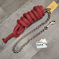 Round Nylon Lead Rope, 30" Nose Chain *gc/fair, rusty, clean, rubs, stains, pills, frays, bent snap
