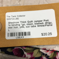 Thick Quilt Jumper Pad, 1x binding *gc, clean, stained, dingy, mnr hair, pills, cut tabs
