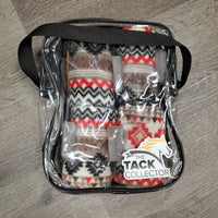 4 Fleece Polo Wraps, bag *xc/like new, mnr dirty, ?stains
