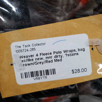 4 Fleece Polo Wraps, bag *xc/like new, mnr dirty, ?stains
