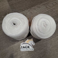 Pr Fleece Polo Wraps, embroidered *gc, clean, hairy, clumpy, dingy