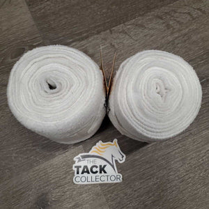 Pr Fleece Polo Wraps, embroidered *gc, clean, hairy, clumpy, dingy