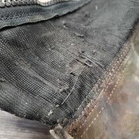 Pr Leather Half Chaps *fair, v.stretched, creased, cracks - holes, dry, stiff, clean, peeling, broken elastic, v.pilly, peeled seam
