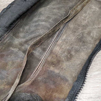 Pr Leather Half Chaps *fair, v.stretched, creased, cracks - holes, dry, stiff, clean, peeling, broken elastic, v.pilly, peeled seam
