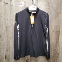 LS Sun Shirt, Mesh sleeves, 1/3 Zip up *gc, mnr popped pit elastic
