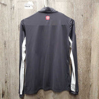 LS Sun Shirt, Mesh sleeves, 1/3 Zip up *gc, mnr popped pit elastic
