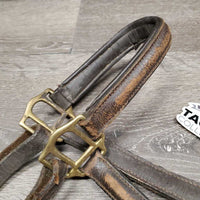 Rsd/Padded Leather Halter, snap, adj *fair, rubs, repaired, faded, scraped, thin, chewed, cracking, dirty
