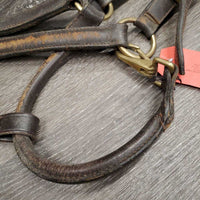 Rsd/Padded Leather Halter, snap, adj *fair, rubs, repaired, faded, scraped, thin, chewed, cracking, dirty
