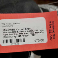 Cotton Sheet, embroidered, fleece collar, tail *vgc, torn binding, mnr hair, pills, threads
