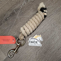 Narrow Short Cotton Lead Rope *fair, taped, dingy, stains, rubs, frays, rust, loose snap
