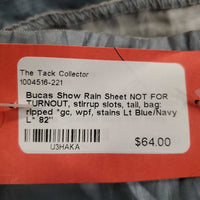 Show Rain Sheet NOT FOR TURNOUT, stirrup slots, tail, bag: ripped *gc, wpf, stains
