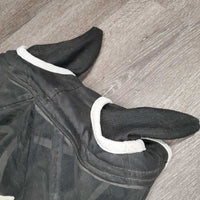 Fine Hvy Fly Mask, ears, velcro frings *gc/fair, v.dirty, discolored, stains, clumpy, sm holes, snags, rubs, older
