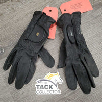 Pr Riding Gloves *gc/fair, faded, stains, oxidized logo, peeled fingers, scrapes, knicks
