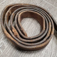 Leather Lead Shank, 30" Brass Nose Chain *fair, chewed, nameplate holes, scrapes, dry, stiff, dents, older, dirt
