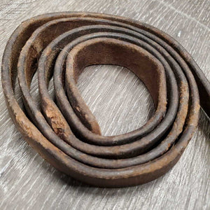 Leather Lead Shank, 30" Brass Nose Chain *fair, chewed, nameplate holes, scrapes, dry, stiff, dents, older, dirt