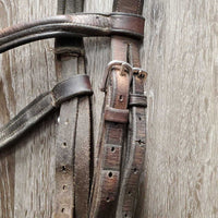 Monocrown Bridle *NO Noseband, dirty, rubs, older, dry, stiff, faded, UNSTITCHED & curled end
