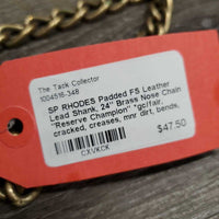 Padded FS Leather Lead Shank, 24" Brass Nose Chain "Reserve Champion" *gc/fair, cracked, creases, mnr dirt, bends, twists, rubs & scrapes, ripples
