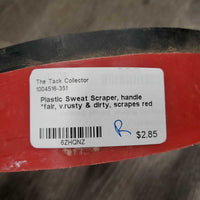 Plastic Sweat Scraper, handle *fair, v.rusty & dirty, scrapes
