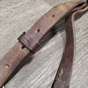 Misc 2 Piece Leather Strap, 2x snaps *fair/gc, clean, v.dry, v.stiff, trimmed, xholes, twisted