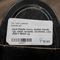 Hard Plastic Curry, leather handle *gc, clean, scrapes, scratches, rubs, older?
