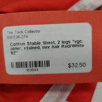 Cotton Stable Sheet, 2 legs *vgc, older, stained, mnr hair
