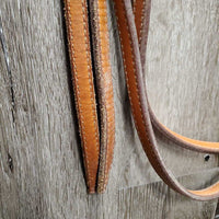 1 Ear Headstall, Engraved Loose Ring Bit, Hvy Thick Split Reins, All Rivets, Tin Silver Buckles & Trim *vgc/gc, mnr dirt, scraped edges, stains, mismatched
