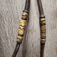 Rawhide Headstall, Short Rolled Reins, all Rivets, Silver Buckles *vgc/gc, sticky, film, older, mnr dirt?discolored, dents
