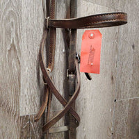 Soft Headstall, Copper Tom Thumb Bit, Hvy Thick Split Reins, laces *gc, dirt, mismatched, dents, stains, rubs
