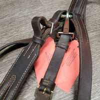 Soft Wide Thick Breastplate, Running & Standing Martingale Attachment *gc/fair, dirty, gunk, stains, rubs, tight keeper, xholes, rust
