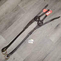 Pr Donut Side Reins, 2 Add-on Brass Rings *gc, stiff, dry, rubs, scrapes, creases, mnr dirt
