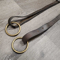 Pr Donut Side Reins, 2 Add-on Brass Rings *gc, stiff, dry, rubs, scrapes, creases, mnr dirt
